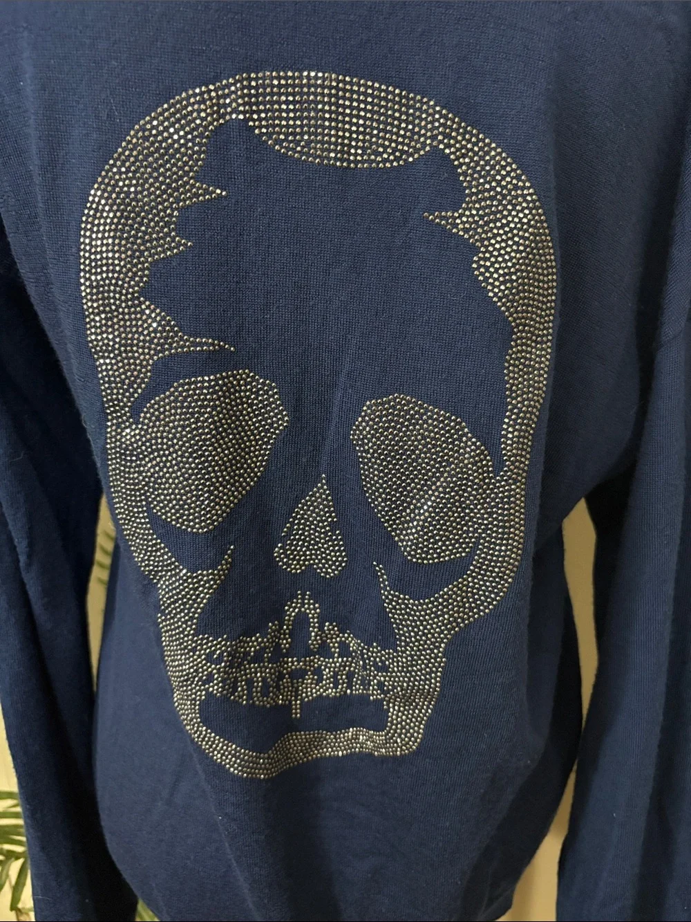 Zadig & Voltaire Navy Blue Hoodie with Rhinestone Skull women’s medium